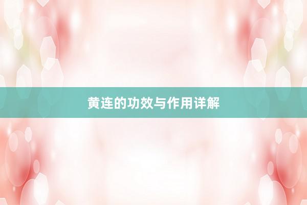 黄连的功效与作用详解