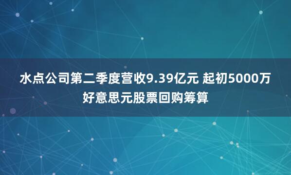 水点公司第二季度营收9.39亿元 起初5000万好意思元股票回购筹算